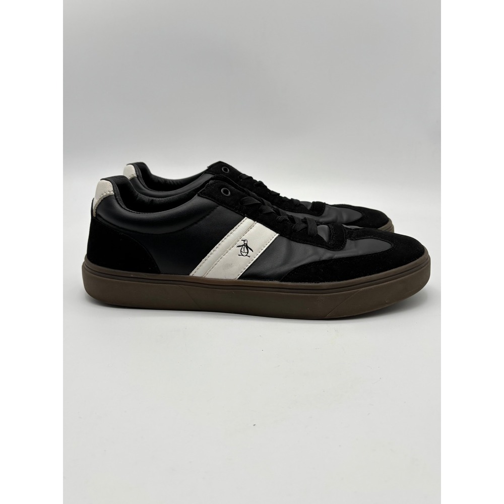 Original Penguin Lyrs Mens Sneakers Black White Gum Sole PENA17F473C-1 Size 12 - Picture 2 of 8